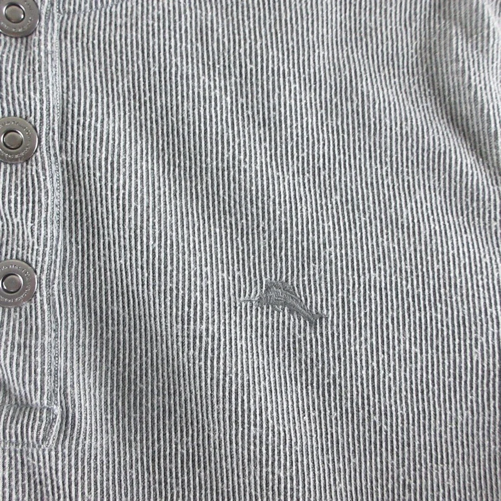 Tommy Bahama Sweater Mens L Gray Henley Mock Neck Waffle Knit Thermal Pullover